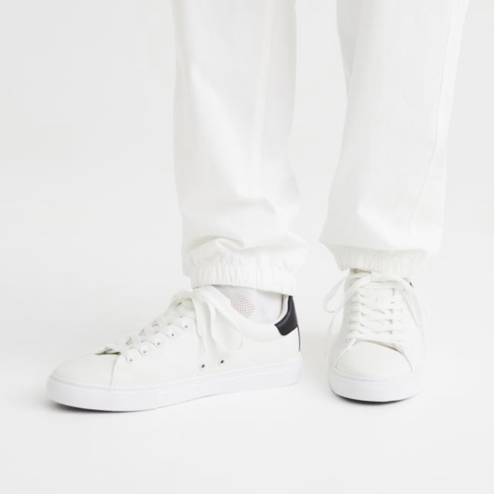 Men's Casual Dress Shoes, Canvas Low White/Black